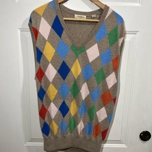 Peter Millar Argyle Sweater Vest 100% Cashmere XL